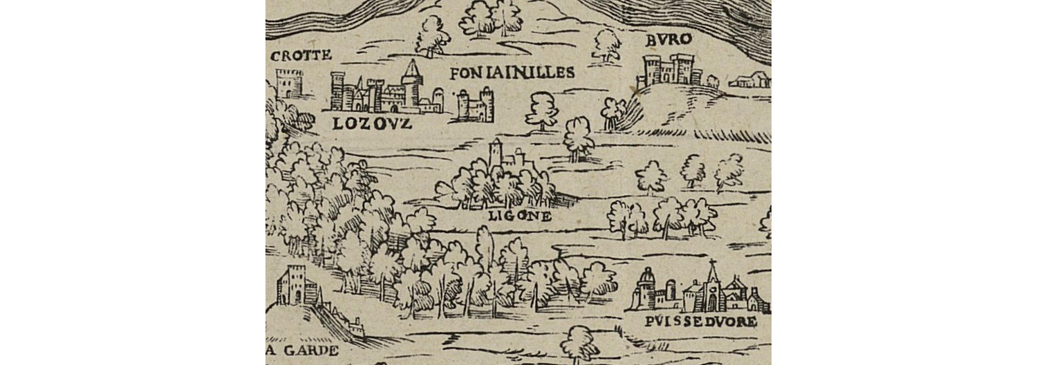 Extrait agrandi carte de la Limagne d'Auvergne de SIMÉONI,1561